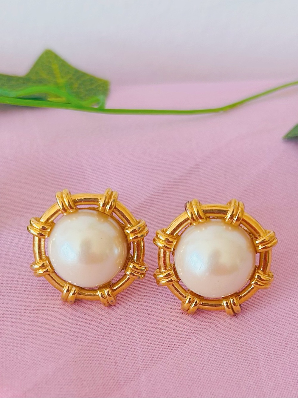 MONET Vintage Classic Gold-Tone Faux Pearl Clip Earrings - White
